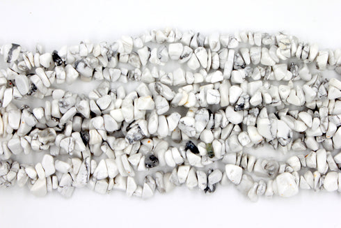 White Howlite Gemstone Beads, 5x8mm, Chip Beads